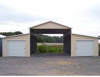 Metal Carolina Barn | Boxed Eave Roof | 42W x 26L x 12H | Raised Center Aisle