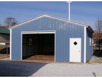 1-Car Metal Garage | Vertical Roof | 20W x 21L x 9H | Enclosed Garage