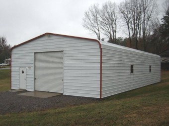 Garage | Regular Roof | 24W x 36L x 10H |  Enclosed Metal Garage