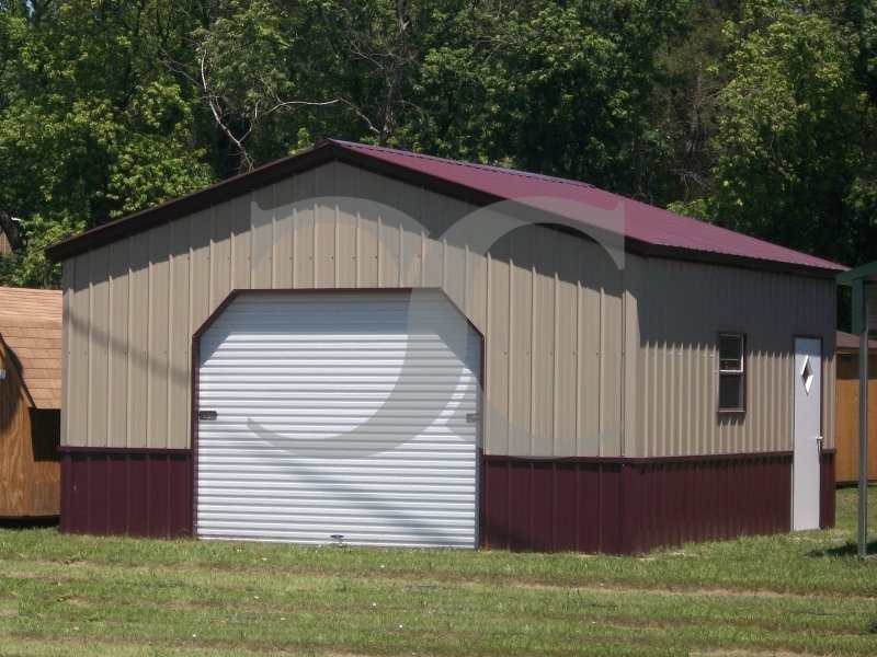 Deluxe Metal Garage | Vertical Roof | 20W x 21 x 8H |  1-Car Garage