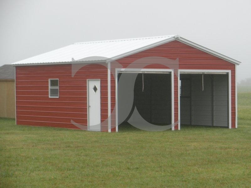 Metal Garage | Vertical Roof | 20W x 26L x 9H | 2-Bay Garage