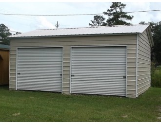 2-Car Garage | Vertical Roof | 20W x 21L x 9H |  Side Entry Metal Garage