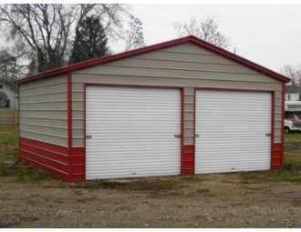 2-Bay Garage | Vertical Roof | 20W x 21L x 9H |  Metal Garage