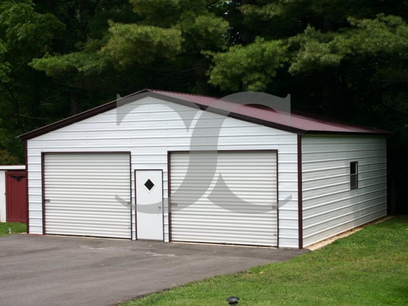 2-Car Garage | Vertical Roof | 24W x 31L x 9H | Metal Garage