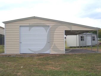 Metal Garage with Lean-to | Vertical Roof | 40W x 26L x 10H/7H | 2-Car