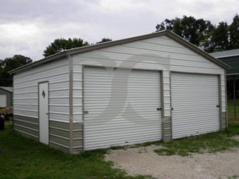 Garage Building | Vertical Roof | 22W x 21L x 9H | 2-Cars