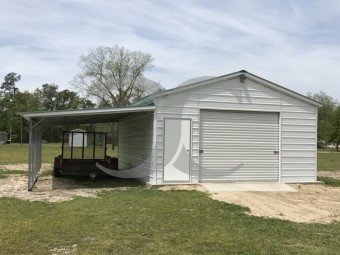 Metal Garage with Lean-to | Vertical Roof | 18W x 26L x 9H | 1-Car